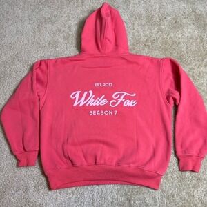 White Fox Hoodie Womens Small Pink Season 7 Logo Pullover Fleece Sweatshirt